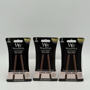 3x WoodWick Auto Reeds Coastal Sunset Car Air Freshener Refills 2-Pack Each